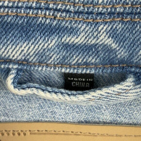 BLANKNYC Denim Moto Vest Grunge Biker 80's Light Wash Belted Medium Diagonal Zip - Picture 6 of 10